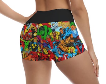 Retro Super Hero Comic Women's Ultra-Short Yoga Shorts gym