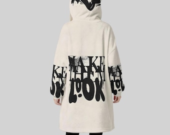 Minimal Streetwear Fleece Oversized Make Them Look Hoodie Blanket With Decorative Ears Unisex