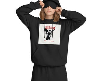 Dream Minimal Streetwear Travel Nap Hoodie with Built-in Eye Mask Unisex