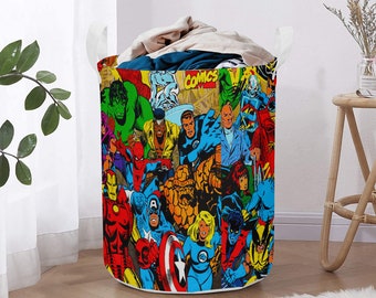 Comic Laundry Hamper – Collapsible Superhero Basket for Kids, Dorms, Toy