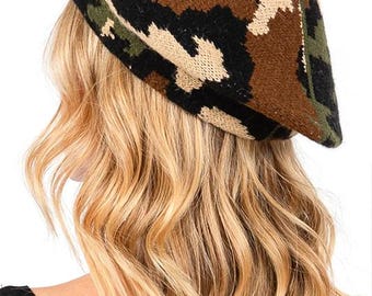 Custom Base & Camouflage Knitted Beret: Urban Streetwear