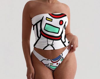 Memo Strapless Tube Top & Panty Set – Brushed Milk Silk | Loungewear | Summer Outfit