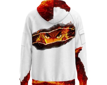 Anime Rengoku All-Over Print Men’s Fleece Half-Zip Hoodie With Arm Pockets