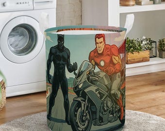 Comics Iron Panther Laundry Hamper – Collapsible Superhero Basket for Kids, Dorms, Toy