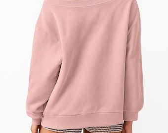 Minimal Streetwear Off-Shoulder Sweatshirt