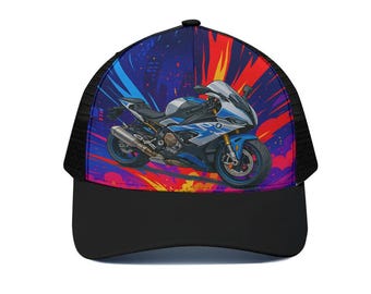 S1K-RR Inspired Trucker – Hat With Black Half-mesh snapback | Urban Streetwear Biker Apparel