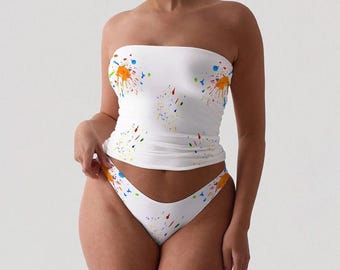 Strapless Tube Top & Panty Set – Brushed Milk Silk | Loungewear | Summer Outfit