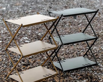 3 Layer Folding Camp Storage Table: Portable - Nomad Outdoor