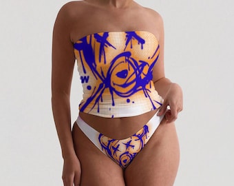 Pookie Bear Strapless Tube Top & Panty Set – Brushed Milk Silk | Loungewear | Summer Outfit