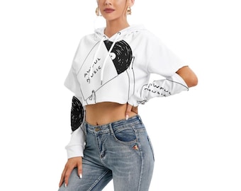 Cropped Fluffy Hoodie Warm Furry Lined Top Hollow Sleeve Streetwear Blouse Winter Crop  Fashion