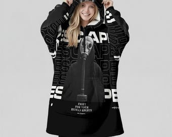 Minimal Streetwear Fleece Oversized Escape Hoodie Blanket With Decorative Ears Unisex