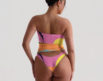 Sunset Beach Strapless Tube Top & Panty Set – Brushed Milk Silk | Loungewear | Summer Outfit