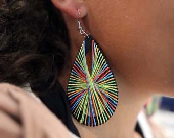 Unique and Stylish: Discover Handmade Wood Earrings with Silk Thread Fringe Gifts For Her Obrazy