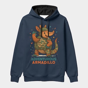 Sudadera con capucha gruesa y cómoda para adultos con diseño de armadillo aventurero