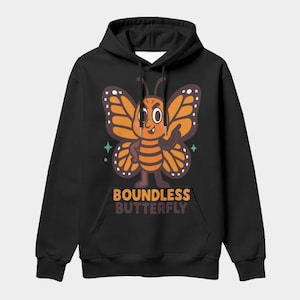 Sudadera con capucha cómoda y gruesa para adultos con diseño de mariposa sin límites