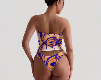 Pookie Bear Strapless Tube Top & Panty Set – Brushed Milk Silk | Loungewear | Summer Outfit