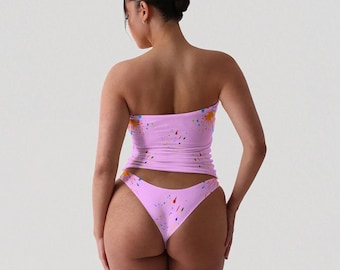 Strapless Tube Top & Panty Set – Brushed Milk Silk | Loungewear | Summer Outfit