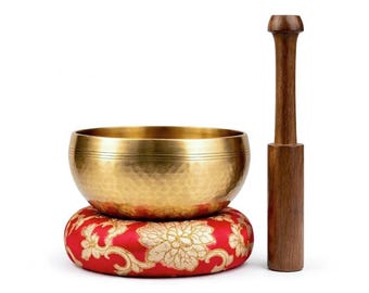 Handhamrad tibetansk klangskål för meditation, yoga, helande ljudterapi