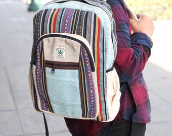 SALE!!!!!!High quality Hemp and Cotton mixed Rucksack Backpack for men and women