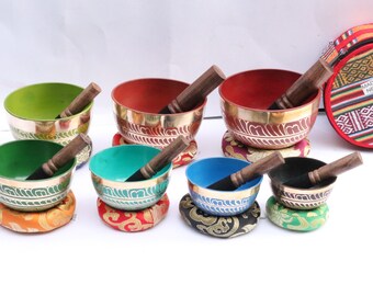 SAL!!! Pleasant-Sounding| High quality Chakra set color Singing bowl from Nepal for Meditation, healing, Sound therapy and Yoga