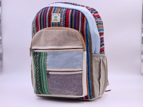 Hemp Backpack Unisex With Patchwork Wholesale Mini Hippie Boho Hemp Cotton Patchwork Daypack  main image 3