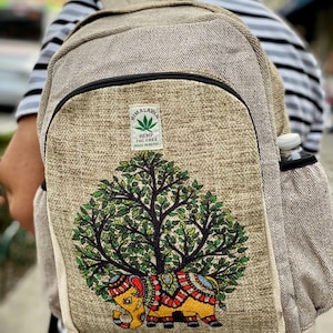 SALE!!!! !!! Elephant & Tree Hemp and Cotton mixed Rucksack Backpack for men and women