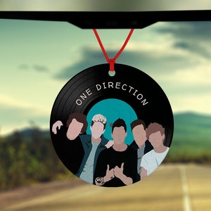 1D-inspirierter Lufterfrischer – One Direction-Vinyl-LP-Design – Auto-Lufterfrischer – Auto-Zubehör – Boyband – runder Lufterfrischer