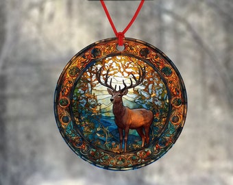 Wild stag freshener - stained glass effect - car air freshener - car accessory - woodland stag gift - stained glass deer - gift for car