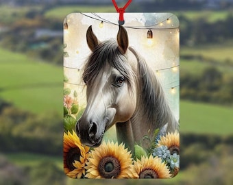 Horse and sunflowers car air freshener - gift for horse lover - horse rider - I love horses - I love ponies - cowgirl gift - car accessory