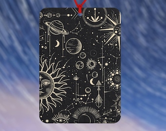 Niebiański odświeżacz powietrza - akcesoria samochodowe - Odświeżacz powietrza do samochodu - Niebiański nadruk - Znaki zodiaku - Odczyty gwiazd - Księżyc i Słońce - Prezenty dla niej