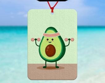 Avocado Car Air Freshener - funny avocado sticker - avocado work out - Car Air Freshener - Car Accessories - gift for gym addict - fitness