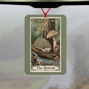 Désodorisant carte de tarot l'ermite - accessoires de voiture - carte de tarot hérisson - lectures de tarot - cadeau spirituel - cadeau animalier - hérissons