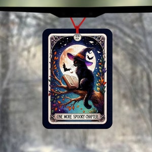 Désodorisant pour voiture carte de tarot - carte de tarot de chat - accessoire de voiture - un chapitre effrayant de plus - cadeau pour amoureux des chats - cadeau d'Halloween - cadeau spirituel
