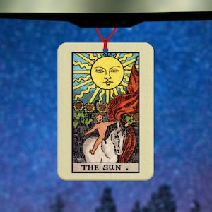 Tarot Card air freshener - car accessories - the Sun tarot card - gift for friend - old playing cards - Tarot readings