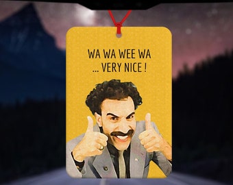 Borat Car Air Freshener - Sacha Baron Cohen - wa wa wee wa - kazakhstan - Car Air Freshener - Car Accessories - cult figure - funny gift