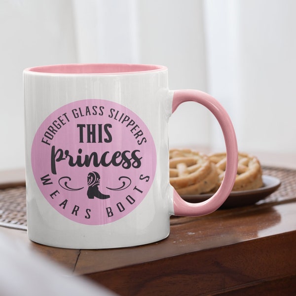 Mug pour princesse - princesse porte une tasse de bottes - oubliez les pantoufles en verre - cadeau pour elle - cadeau pour ami - cadeau pour féministe - Père Noël secret