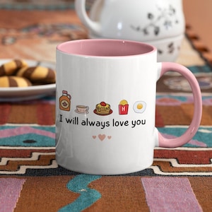 Immer liebe dich Tasse - Frühstück Pfannkuchen - Ahornsirup - Spiegelei - Rösti - Geschenk für Sie - Autozubehör - Autofahren