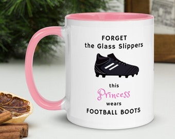 Girl football mug - gift for soccer princess - gift for friend - female soccer player gift - glass slippers - football boots - secret Santa