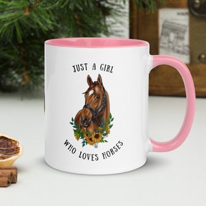 Gewoon een meisje dat van paarden houdt mok - cadeau voor paardenliefhebber - cadeau voor ruiter - cadeau voor paardeneigenaar - Ik hou van paarden - ponyclub