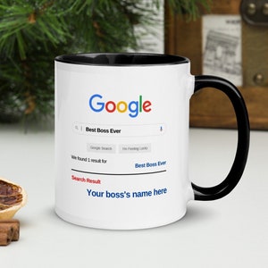 Mok van Google Zoeken - GEPERSONALISEERDE mok - beste baas ooit - cadeau voor baas - cadeau voor collega - cadeau voor kantoormedewerker - originele mok