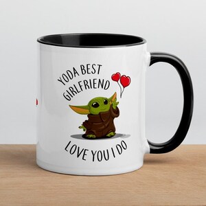 Yoda best girlfriend mug - baby Yoda mug - Yoda best girlfriend ever - inspired by Star Wars - Mandalorian - present for girlfriend image 1