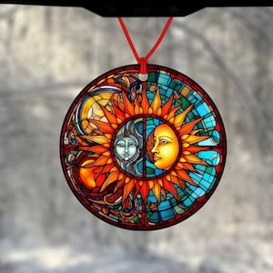 Sonne und Mond Lufterfrischer - Buntglaseffekt - spirituelles Geschenk - heidnisches Geschenk - Tarotkarten - Yin und Yang - Harmoniegeschenk - himmlisch