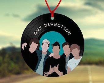Désodorisant d'inspiration 1D - Design vinyle LP One Direction - Désodorisant de voiture - Accessoire de voiture - Boy band - Désodorisant rond