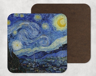 Starry Night 6pcs Set Sunflowers Van Gogh Irises The Starry Night Over The Rhone Design Absorbent ROUND Fabric Felt Neoprene Coasters for Drinks Cafe Terrace CARIBOU Coasters The Scream Starry Night 6pcs Set Sunflowers Van Gogh Irises The Starry Night Over The Rhone Design Absorbent ROUND Fabric Felt Neoprene Coasters for Drinks Cafe Terrace CARIBOU Coasters The Scream