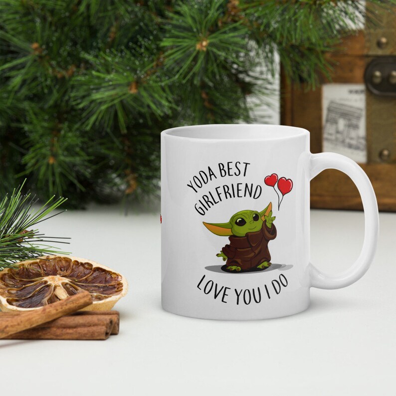 Yoda best girlfriend mug - baby Yoda mug - Yoda best girlfriend ever - inspired by Star Wars - Mandalorian - present for girlfriend image 4