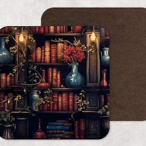 Bücherregal Getränke Untersetzer - Geschenk für Leseratte - Geschenk für Leseratte - Bücherregal Getränke Untersetzer - Geschenk für Leseratte - Bücherwurm Geschenk