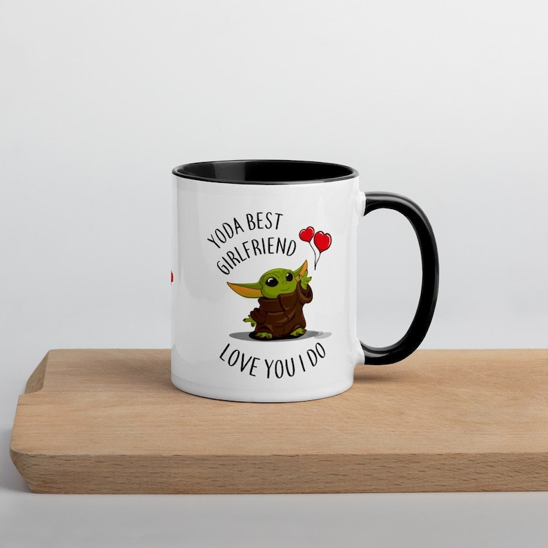 Yoda best girlfriend mug - baby Yoda mug - Yoda best girlfriend ever - inspired by Star Wars - Mandalorian - present for girlfriend image 1