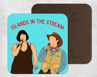 Gavin and Stacey drinks coaster - Nessa and Bryn - Wales - Essex - line dance - islands in the stream - singing - sitcom - mug coaster