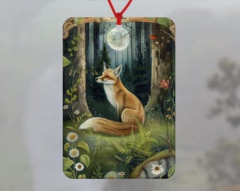 Désodorisant pour voiture renard et pleine lune - cadeau renard mignon - cadeau pour amateur de renard - cadeau pour partenaire - cadeau renard des bois - renard roux frais - renard amoureux