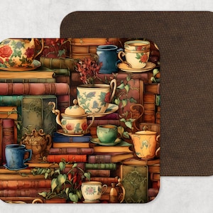 Bücherregal Getränke Untersetzer - Geschenk für Leseratte - Geschenk für Leseratte - Bücherregal Getränke Untersetzer - Geschenk für Leseratte - Bücherwurm Geschenk
